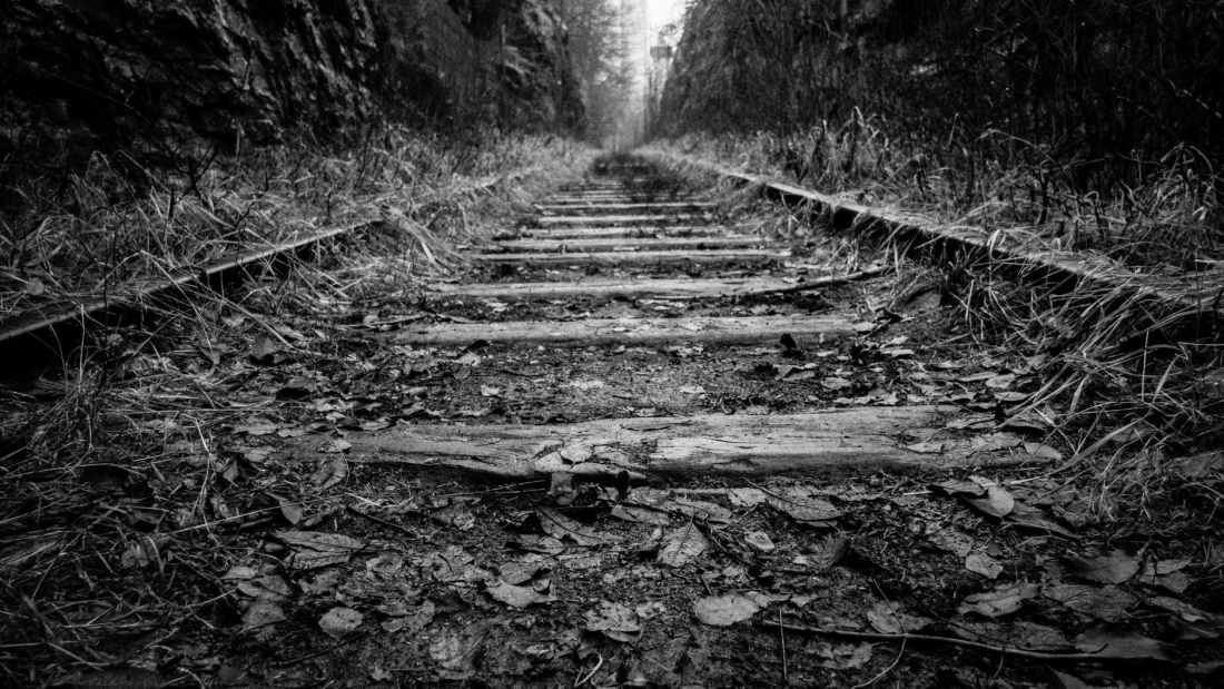 black and white perspective railroad railway